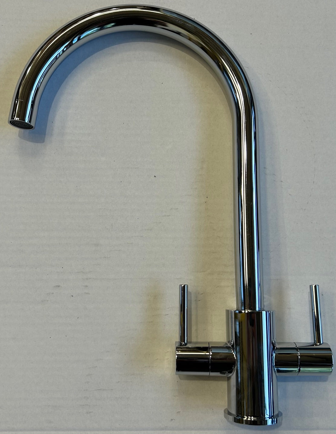 Liquida AD397CH Chrome Swan Neck Twin Lever Kitchen Mixer Tap - GRADED