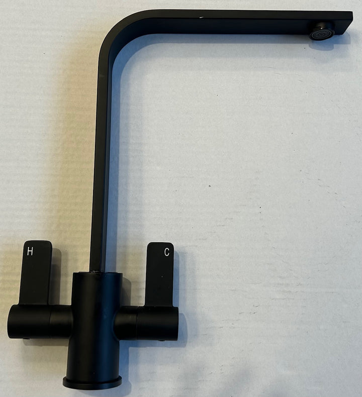 Liquida EB403MB Flat Style Modern Dual Lever Matt Black Kitchen Tap - GRADED