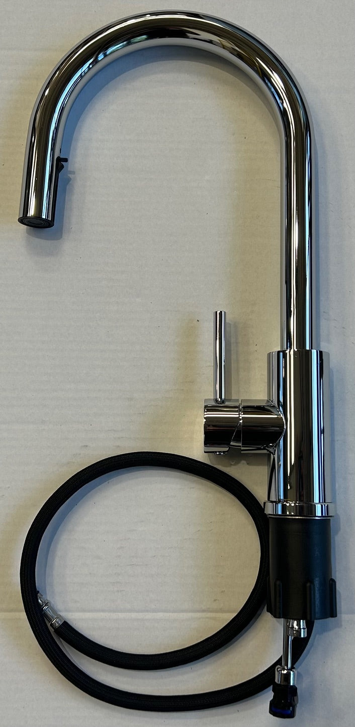 Liquida EPO11CH Chrome Swan Neck Pull Out Mono Kitchen Mixer Tap - GRADED