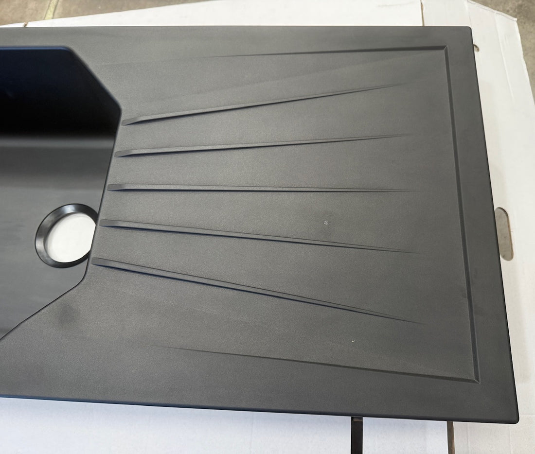 Liquida AGV100BL 1.0 Bowl Reversible Composite Black Kitchen Sink - GRADED