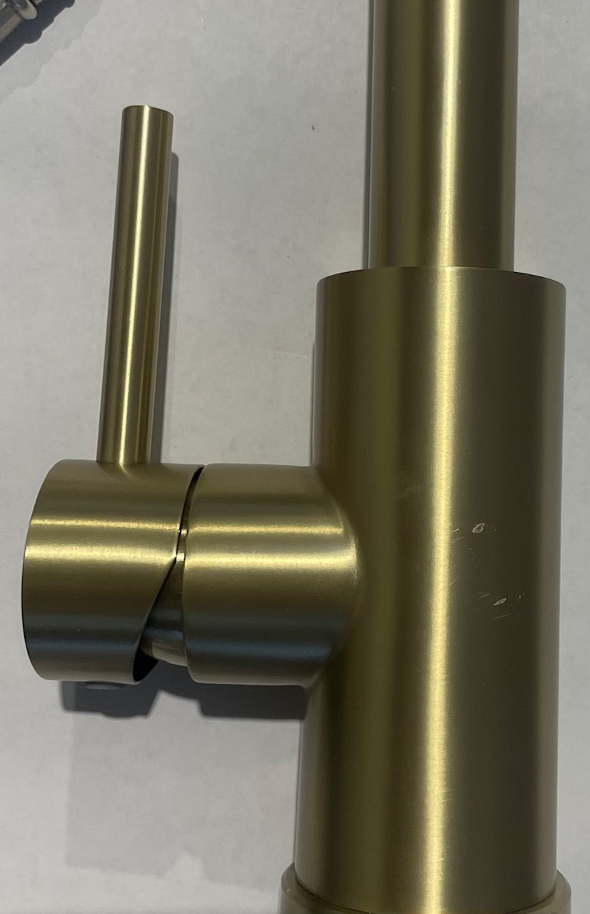 Liquida EPO11BR Brushed Brass Swan Neck Pull Out Kitchen Tap - GRADED