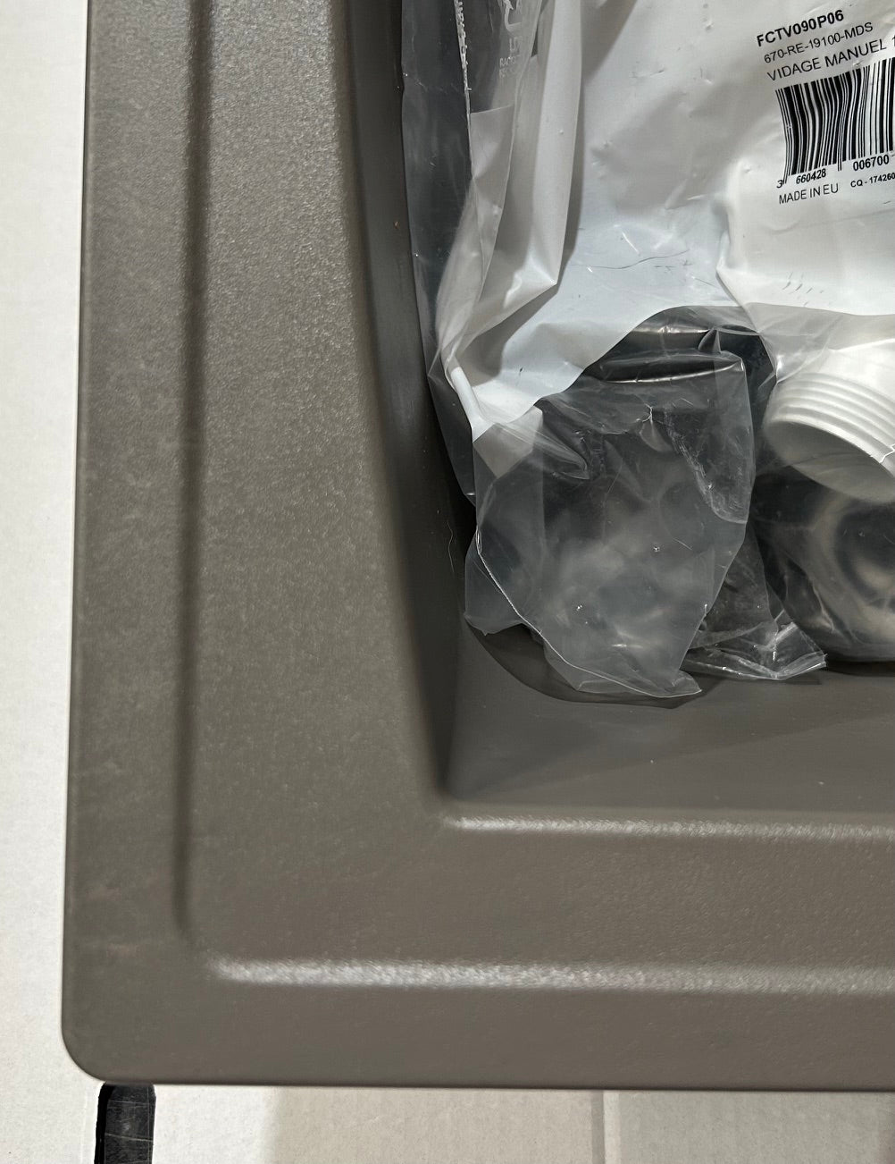 Liquida AR10GR 1 Bowl Composite Reversible Inset Grey Kitchen Sink - GRADED