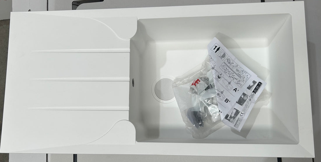 Liquida LP10WH 1.0 Bowl Composite Reversible Inset White Kitchen - GRADED