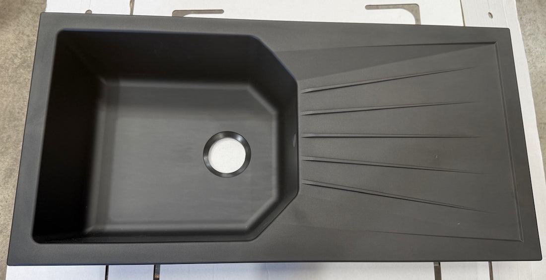 Liquida AGV100BL 1.0 Bowl Reversible Composite Black Kitchen Sink - GRADED