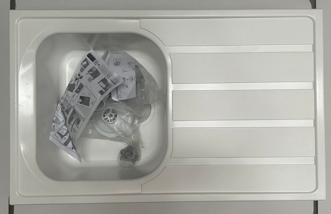 Liquida DK5WH 1.0 Bowl Composite Reversible White Kitchen Sink - GRADED 810 x 500mm