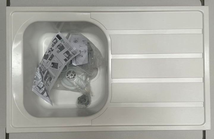 Liquida DK5WH 1.0 Bowl Composite Reversible White Kitchen Sink - GRADED 810 x 500mm