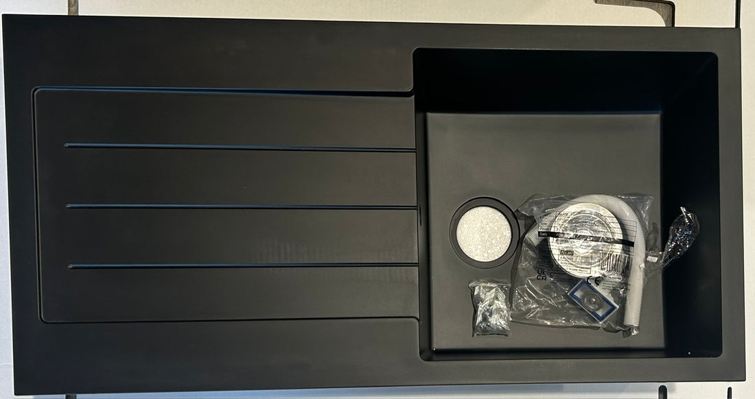 Liquida ELL10BL 1.0 Bowl Comite Reversible Inset Black Kitchen Sink - GRADED