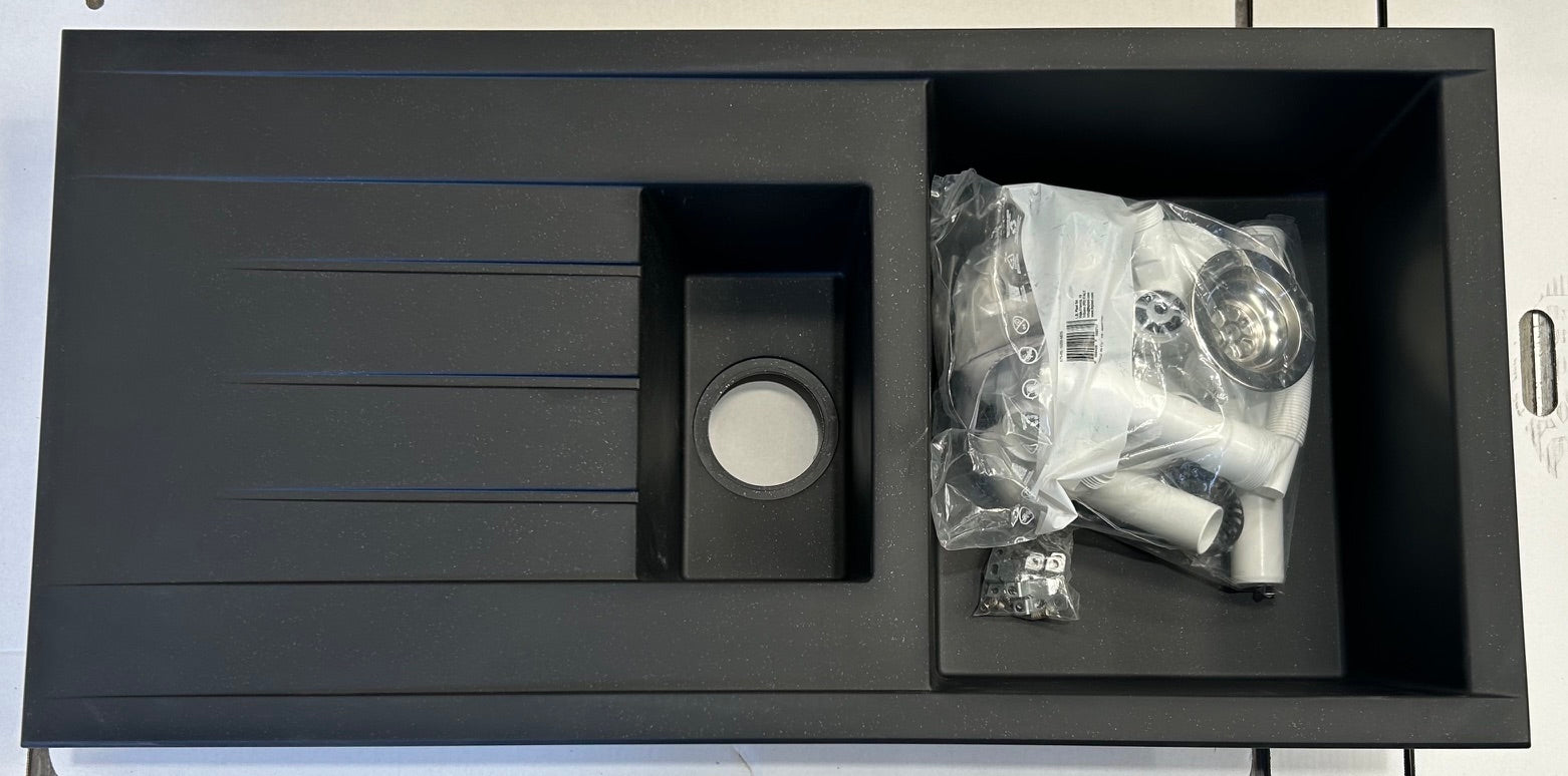 Liquida CU15BL 1.5 Bowl Composite Reversible Inset Black Kitchen Sink - GRADED