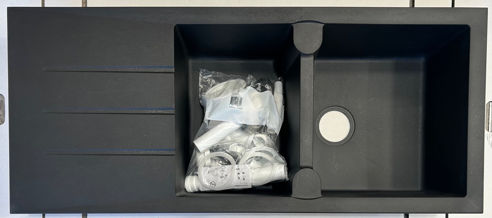 Liquida AR20BL 2.0 Bowl Composite Reversible Inset Black Kitchen Sink - GRADED