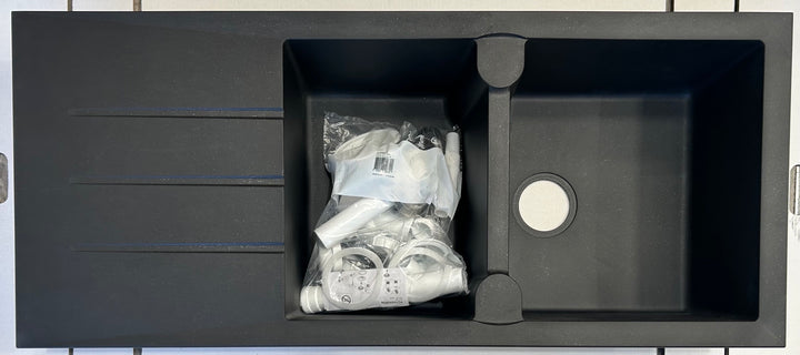 Liquida AR20BL 2.0 Bowl Composite Reversible Inset Black Kitchen Sink - GRADED