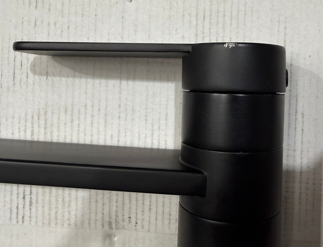Liquida LX390BL Black Single Lever Pillar Kitchen Tap with Swivel Spout - GRADED