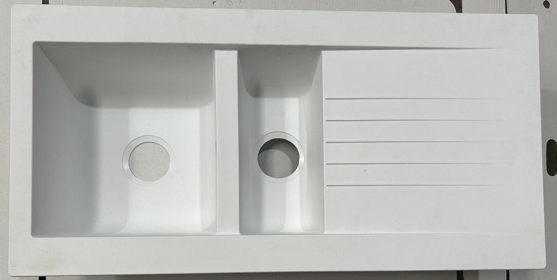 Liquida KAV150WH 1.5 Bowl Composite Reversible White Kitchen Sink - GRADED