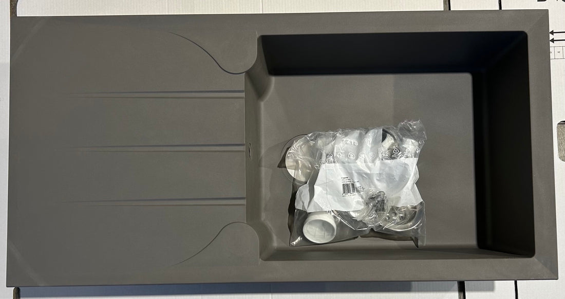 Liquida LP10GR 1 Bowl Composite Reversible Inset Grey Kitchen Sink - GRADED
