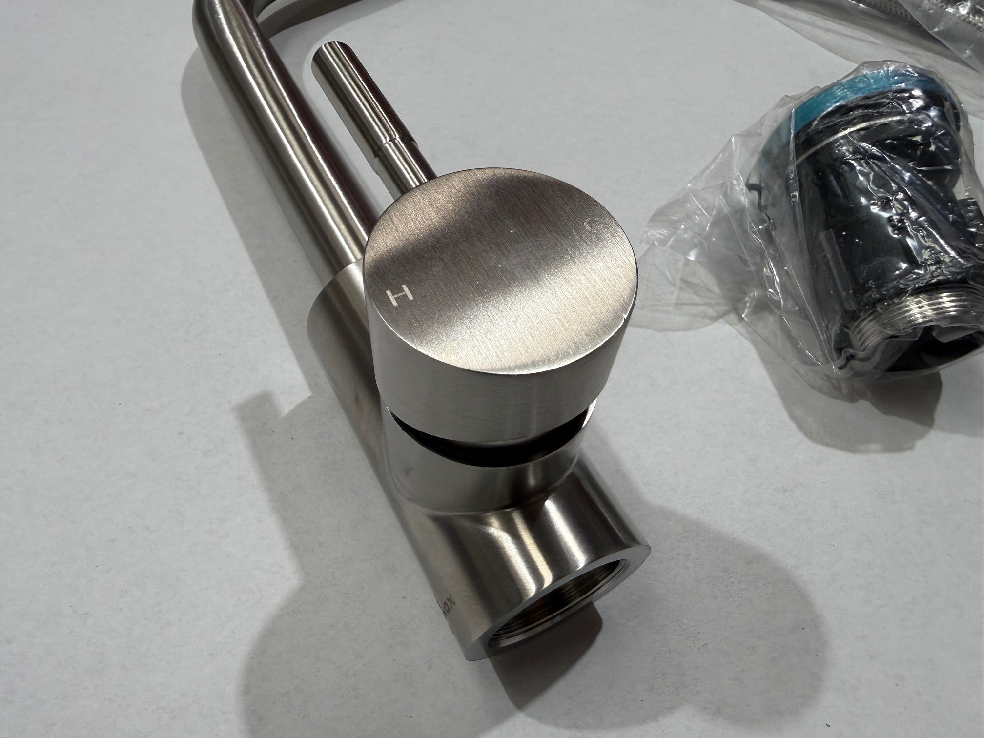 Reginox Salina BN Brushed Nickel Single Lever Square Neck Kitchen Tap - GRADED