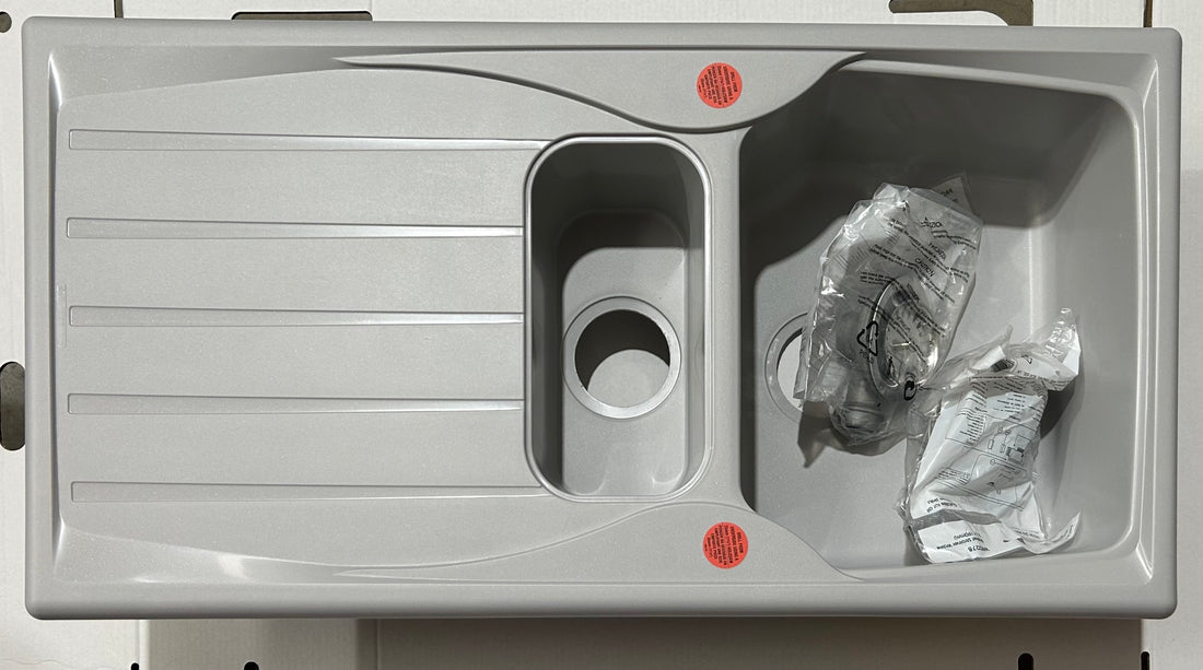 Liquida CMP15LG 1.5 Bowl Reversible Light Grey Kitchen Sink - Graded