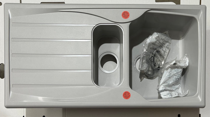 Liquida CMP15LG 1.5 Bowl Reversible Light Grey Kitchen Sink - Graded