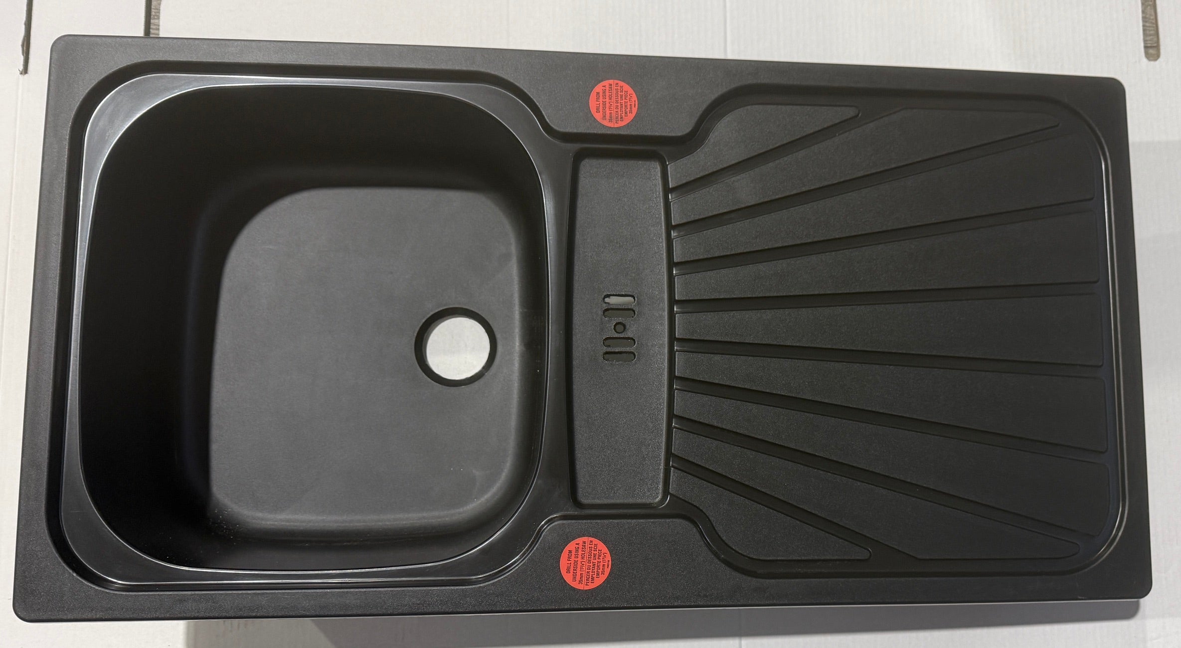 Liquida CMP5BL 1 Bowl Reversible Inset Black Kitchen Sink 860x435mm - GRADED