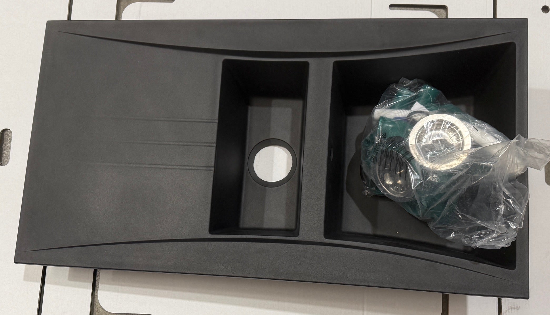 Liquida SEV150BL 1.5 Bowl Composite Reversible Black Kitchen Sink - GRADED