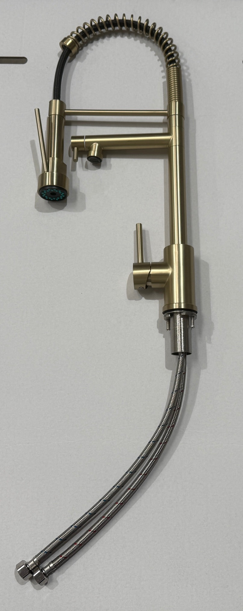 Liquida GR267BR Brushed Brass Kitchen Tap, Swivel Spout Spray - GRADED