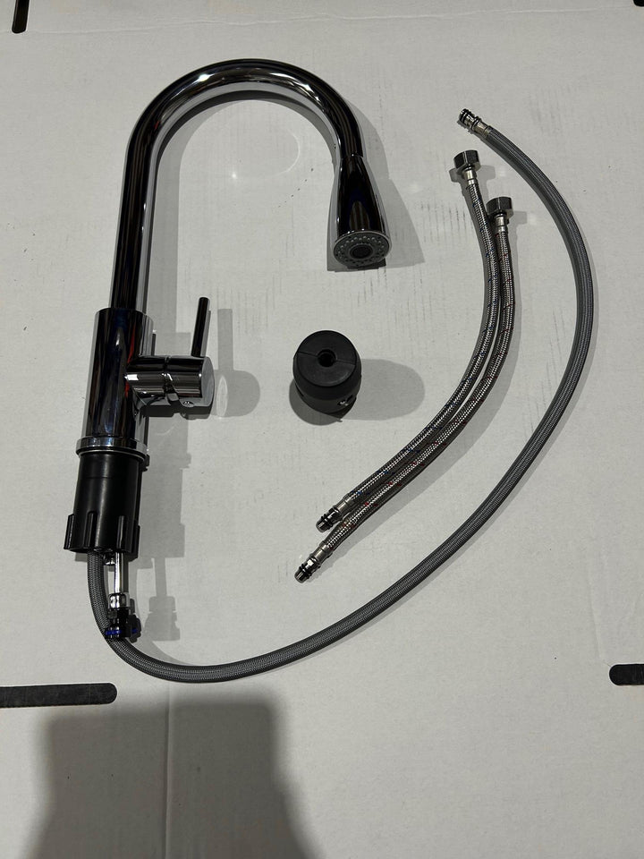 Liquida KPO11CH Swivel Single Lever Chrome Pull Out Kitchen Mixer Tap - GRADED