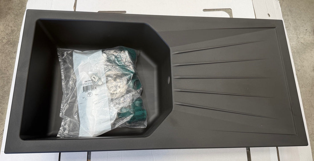 Liquida AGV100BL 1.0 Bowl Reversible Composite Black Kitchen Sink - GRADED