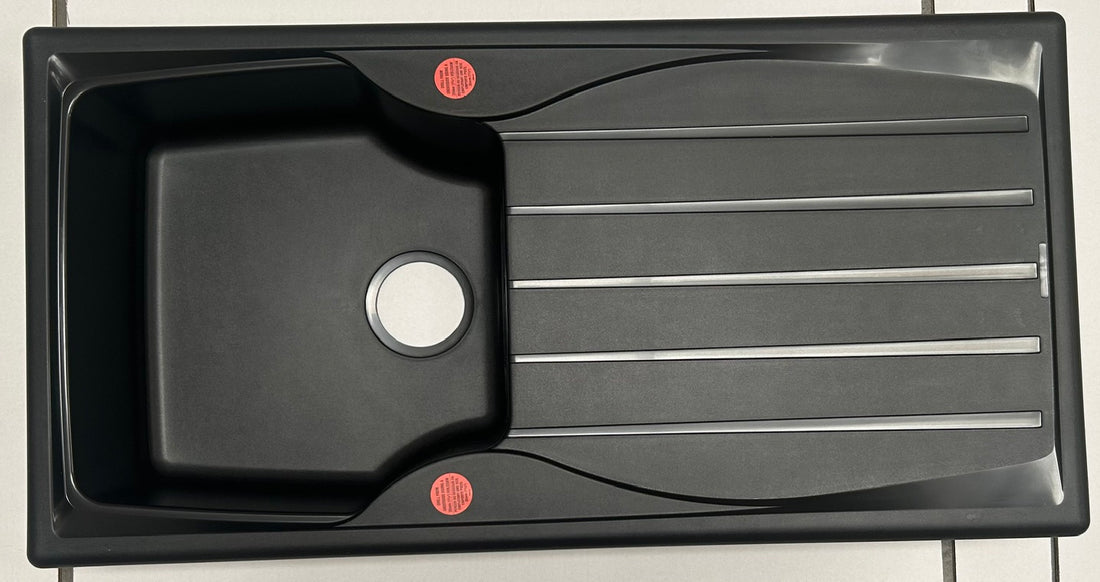 Liquida CMP10BL 1.0 Bowl Reversible Black Kitchen Sink And Waste Kit