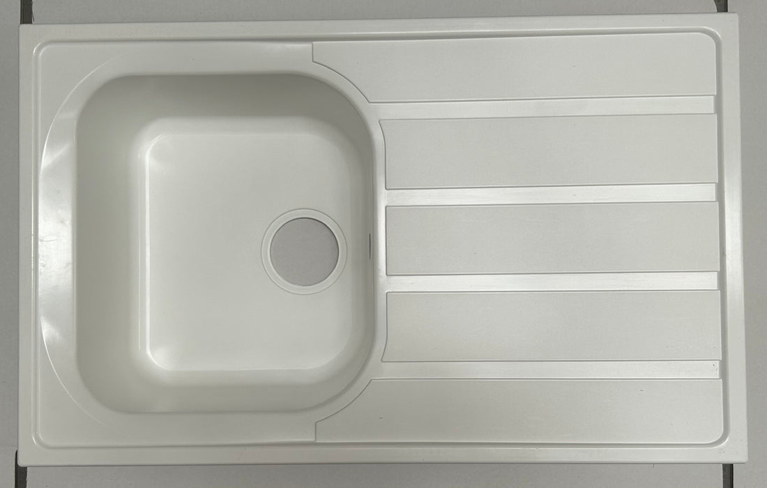 Liquida DK5WH 1.0 Bowl Composite Reversible White Kitchen Sink - GRADED 810 x 500mm