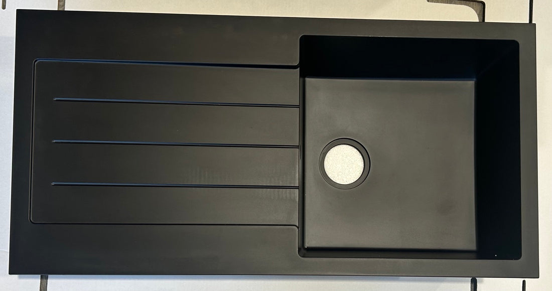 Liquida ELL10BL 1.0 Bowl Comite Reversible Inset Black Kitchen Sink - GRADED