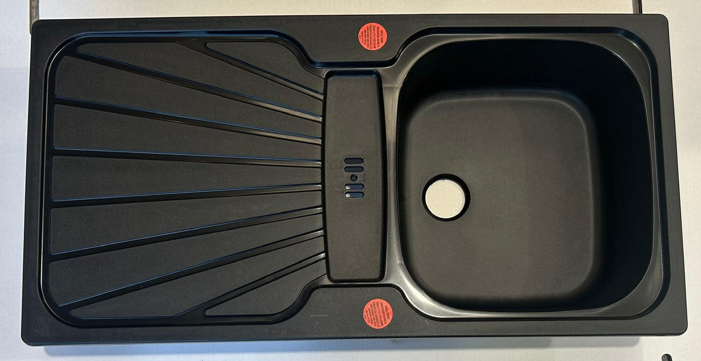 Liquida CMP5BL 1.0 Bowl Inset Reversible compact Black Kitchen Sink - GRADED