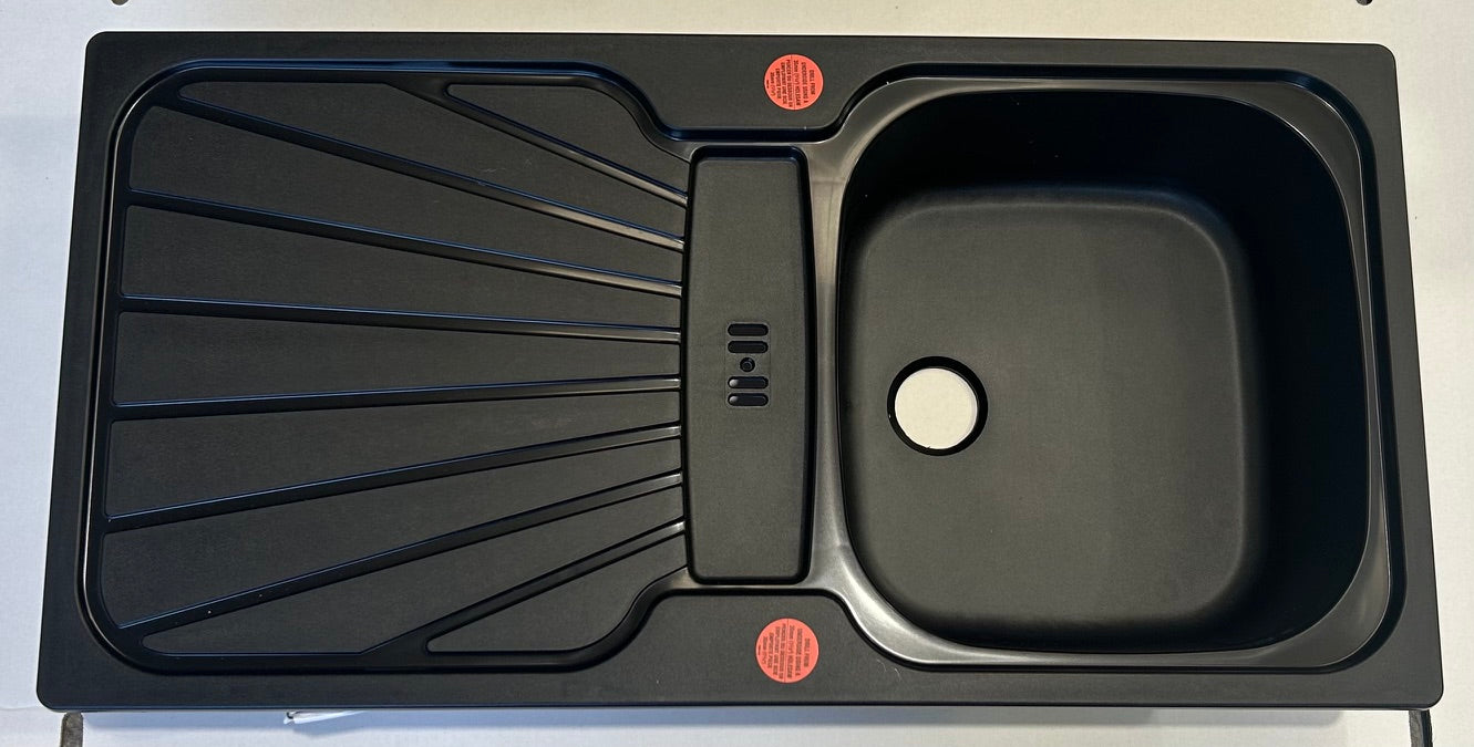 Liquida CMP5BL 1.0 Bowl Reversible Inset compact Black Kitchen Sink - GRADED