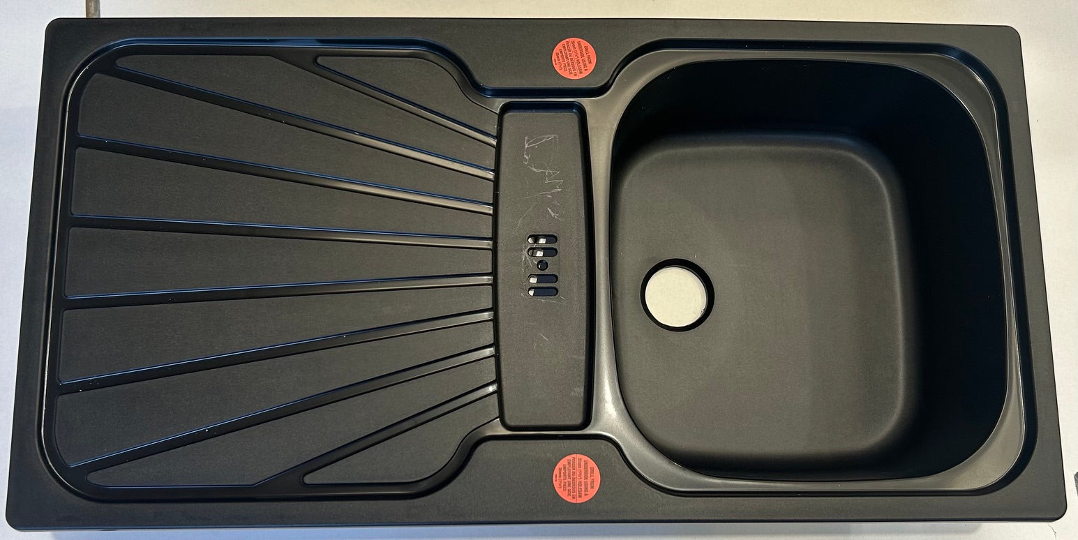 Liquida CMP5BL 1.0 Bowl Reversible Inset Black Kitchen Sink - GRADED