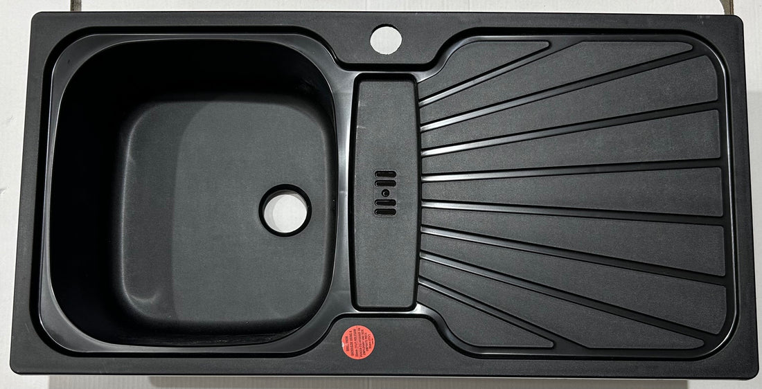 Liquida CMP5BL 1 Bowl RH Drainer Inset Black Kitchen Sink - Graded