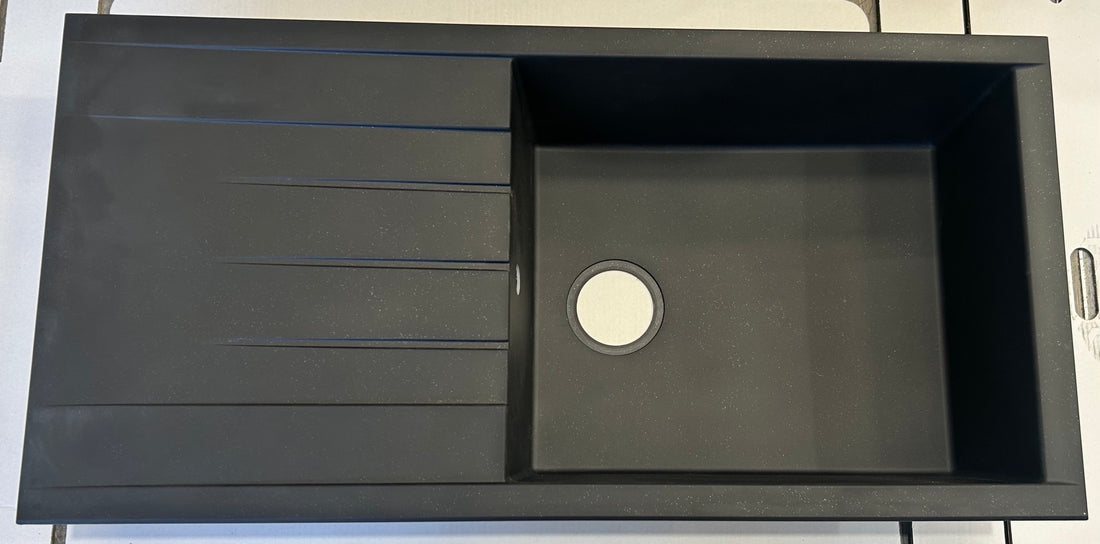 Liquida CU10BL 1.0 Bowl Black Composite Kitchen Sink Inset Reversible - GRADED