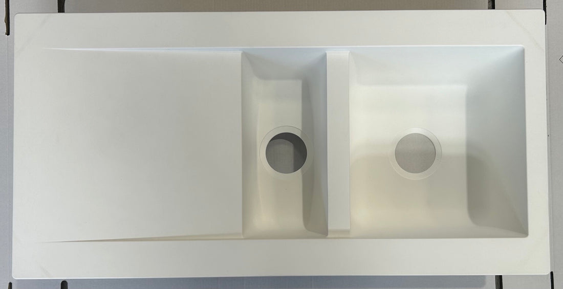 Liquida EW15WH 1.5 Bowl Composite Reversible Inset White Kitchen Sink - GRADED