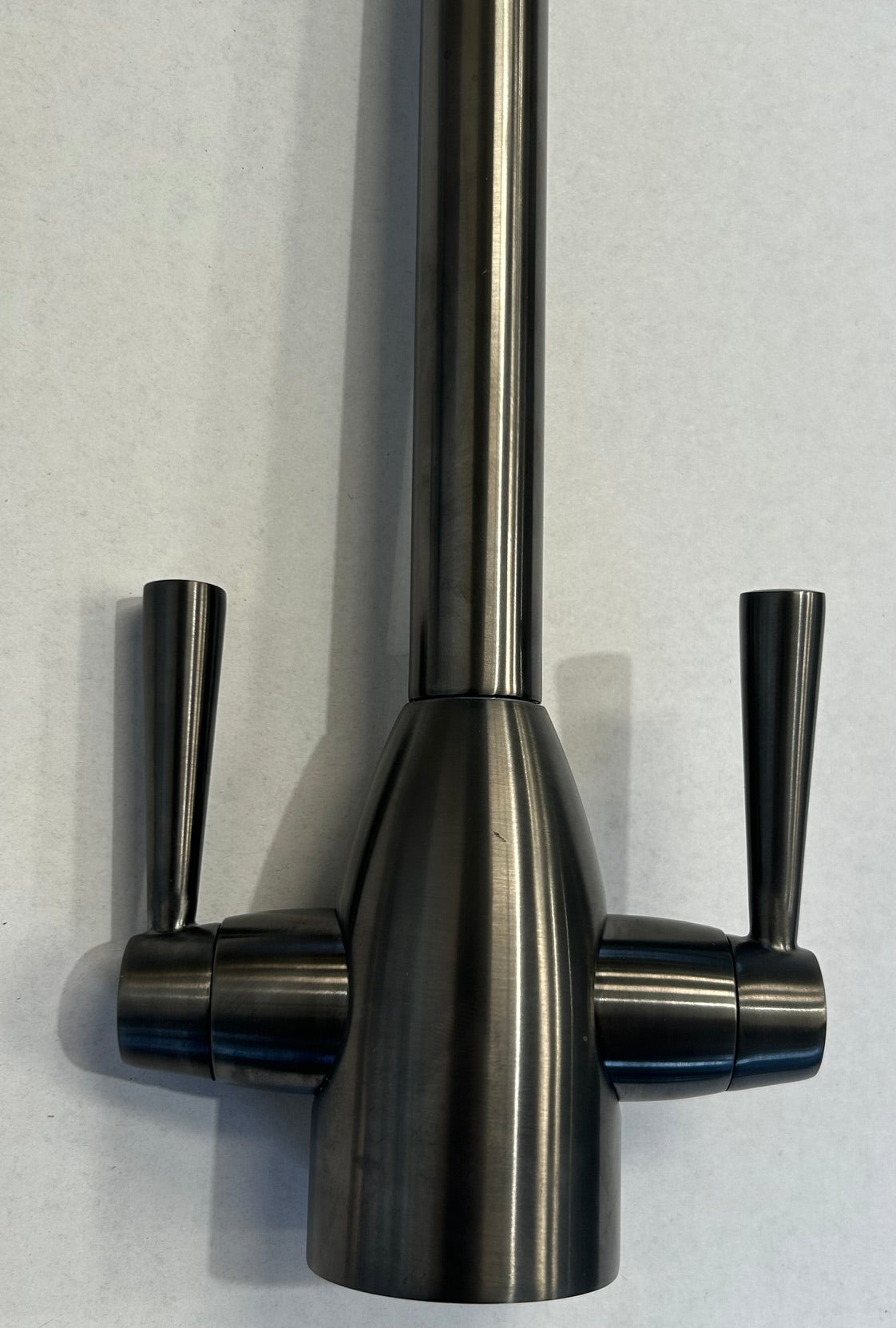 Liquida W05GM Gun Metal Grey Swan Neck Twin Lever Kitchen Mixer Tap - GRADED