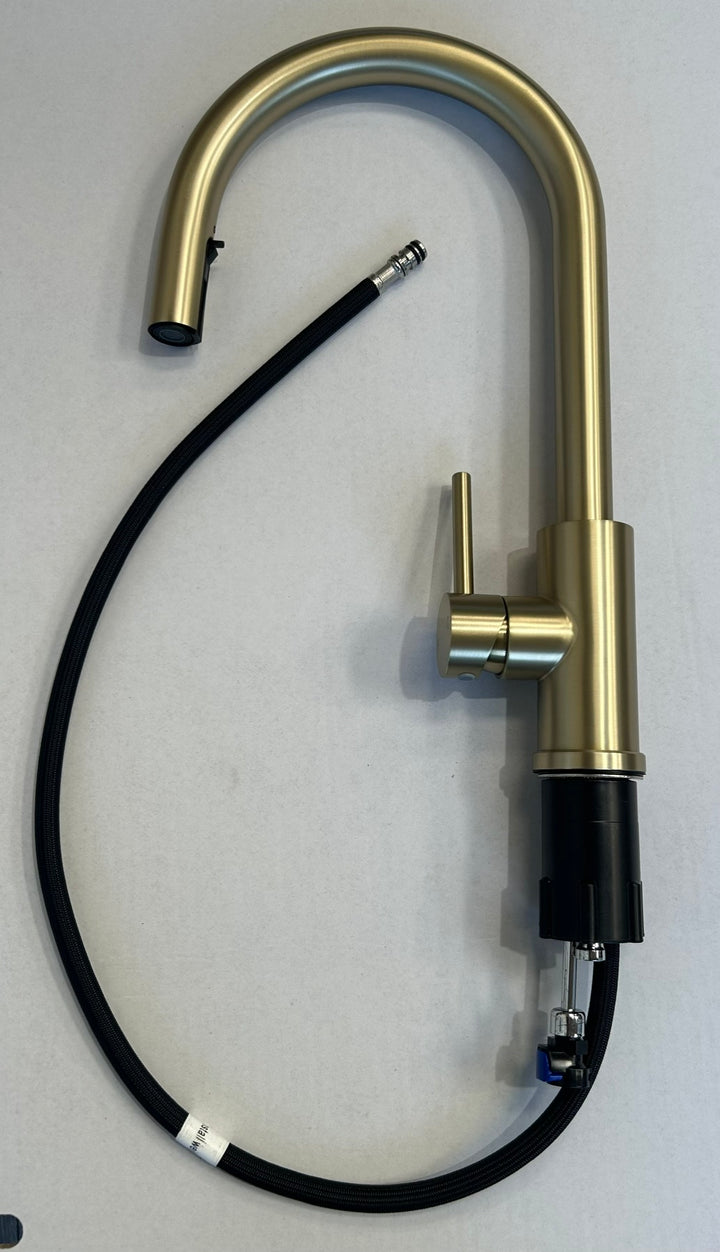 Liquida EPO11BR Brushed Brass Swan Neck Pull Out Kitchen Tap - GRADEDx1