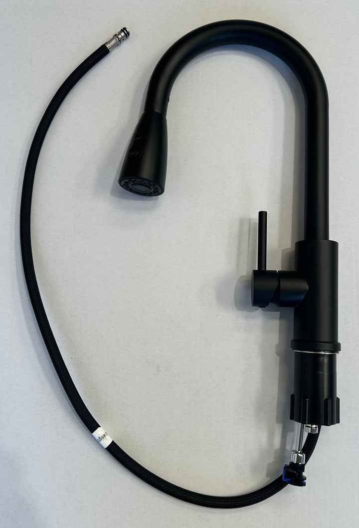 Liquida KPO11MB Matt Black Kitchen Tap Single Lever With Pull Out Spray - GRADED