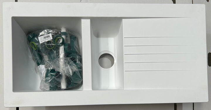 Liquida KAV150WH 1.5 Bowl Composite Reversible White Kitchen Sink - GRADED