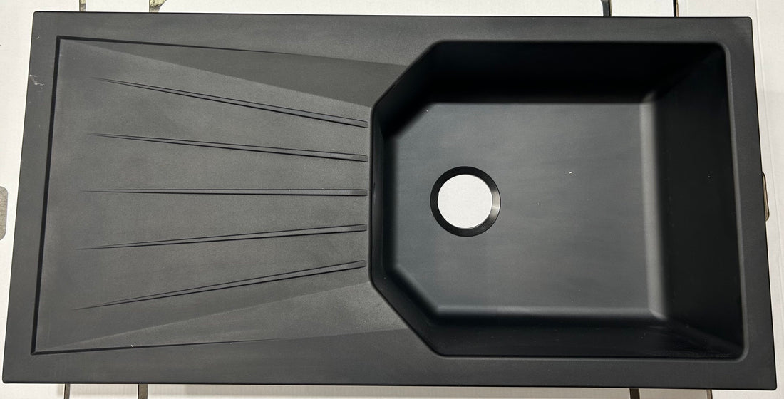 Liquida AGV100BL 1.0 Bowl Composite Reversible Black Kitchen Sink - GRADED