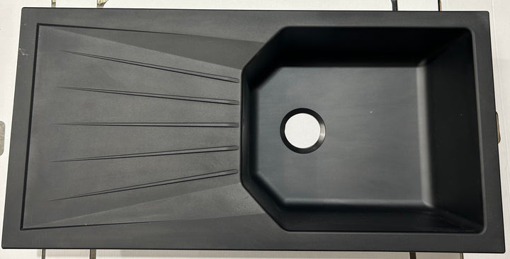 Liquida AGV100BL 1.0 Bowl Composite Reversible Black Kitchen Sink - GRADED