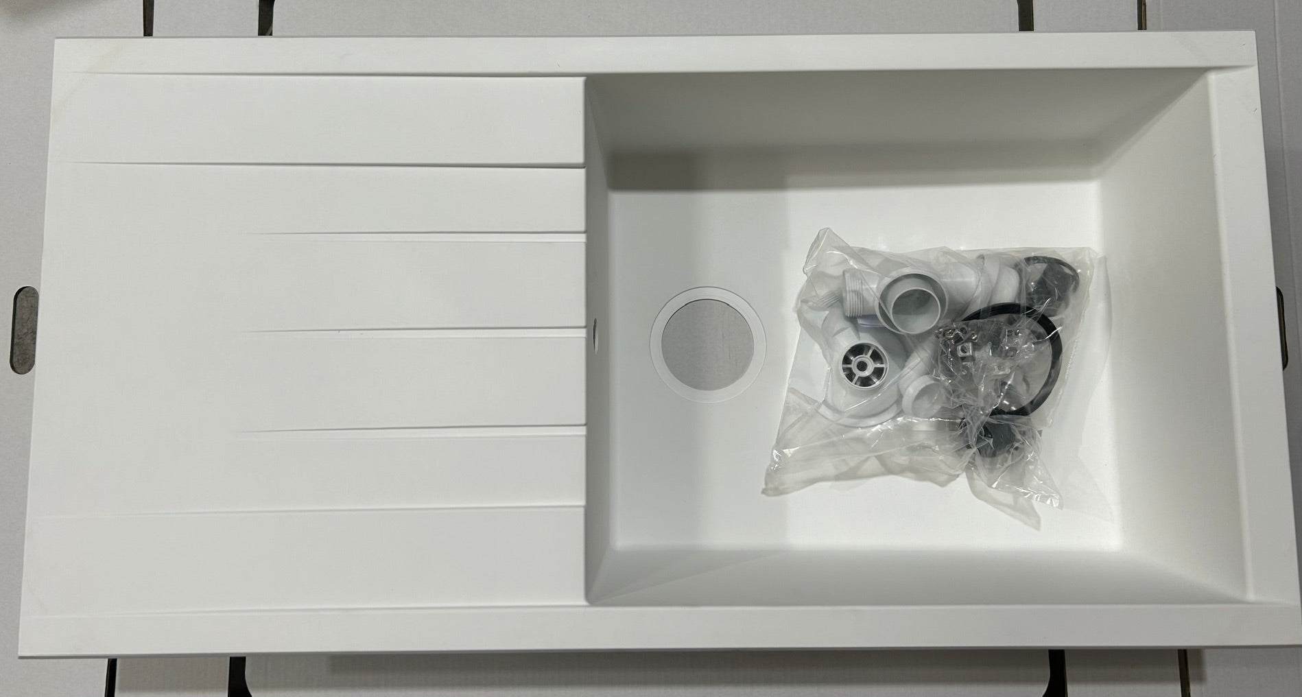 Liquida CU10WH 1.0 Bowl Composite Reversible Inset White Kitchen Sink - GRADED