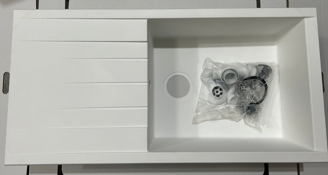 Liquida CU10WH 1.0 Bowl Composite Reversible Inset White Kitchen Sink - GRADED