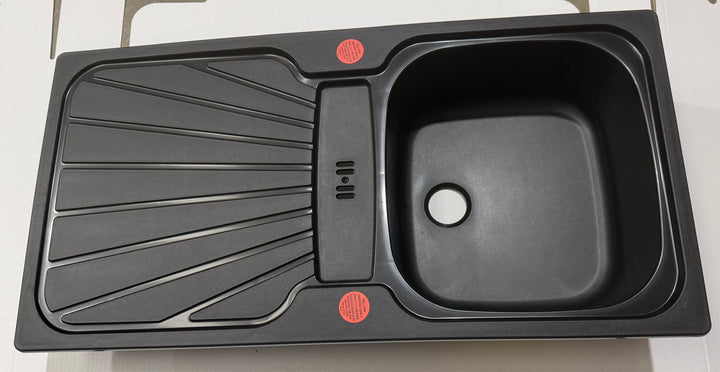 Liquida CMP5BL 1.0 Bowl Reversible Inset Black Kitchen Sink - GRADED