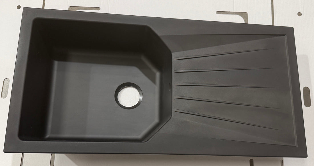 Liquida AGV100BL 1.0 Bowl Composite Reversible Black Kitchen Sink - GRADED