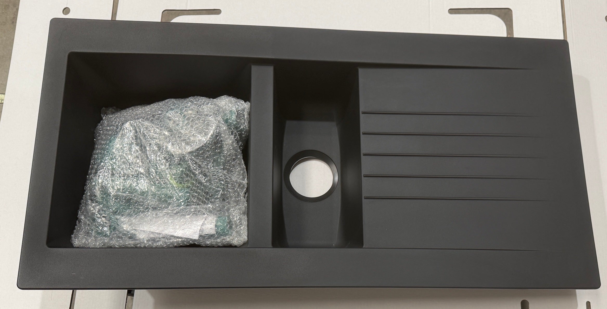 Liquida KAV150BL 1.5 Bowl Composite Reversible Black Kitchen Sink - GRADED