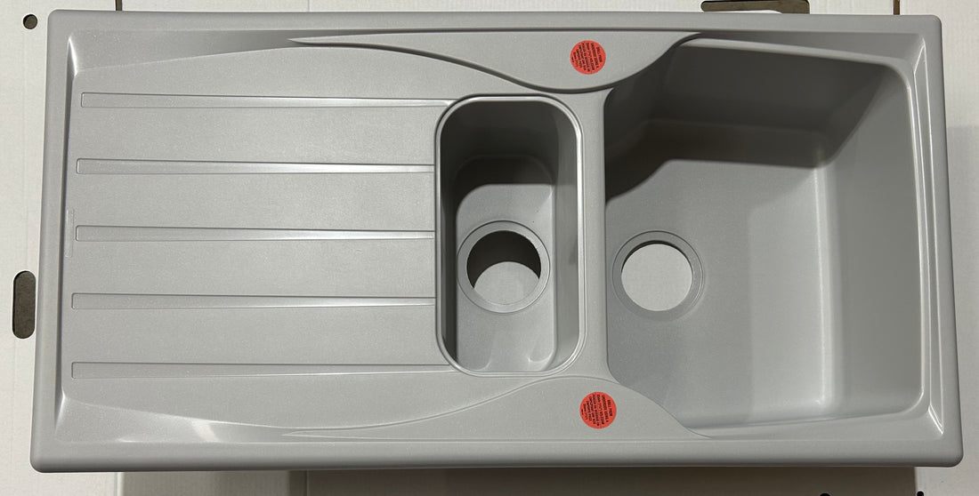 Liquida CMP15LG 1.5 Bowl Reversible Light Grey Kitchen Sink - Graded