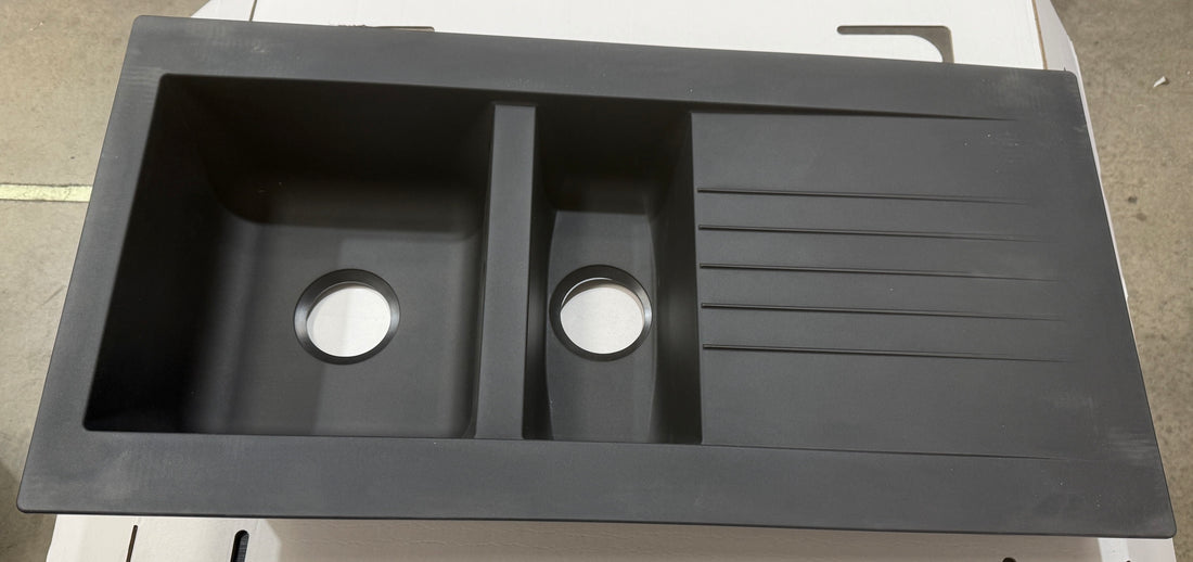 Liquida KAV150BL 1.5 Bowl Composite Reversible Black Kitchen Sink - GRADED