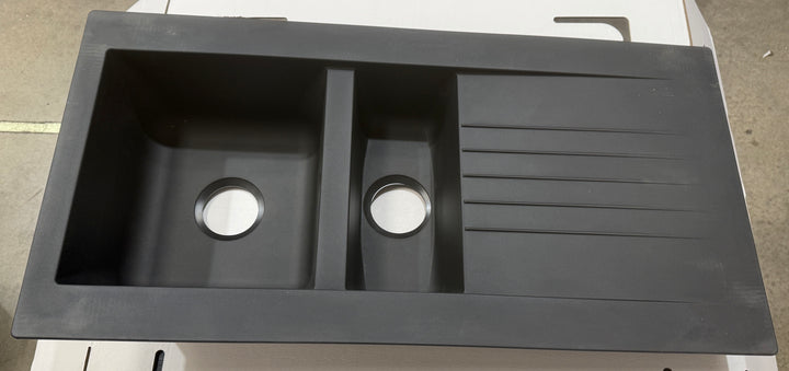 Liquida KAV150BL 1.5 Bowl Composite Reversible Black Kitchen Sink - GRADED