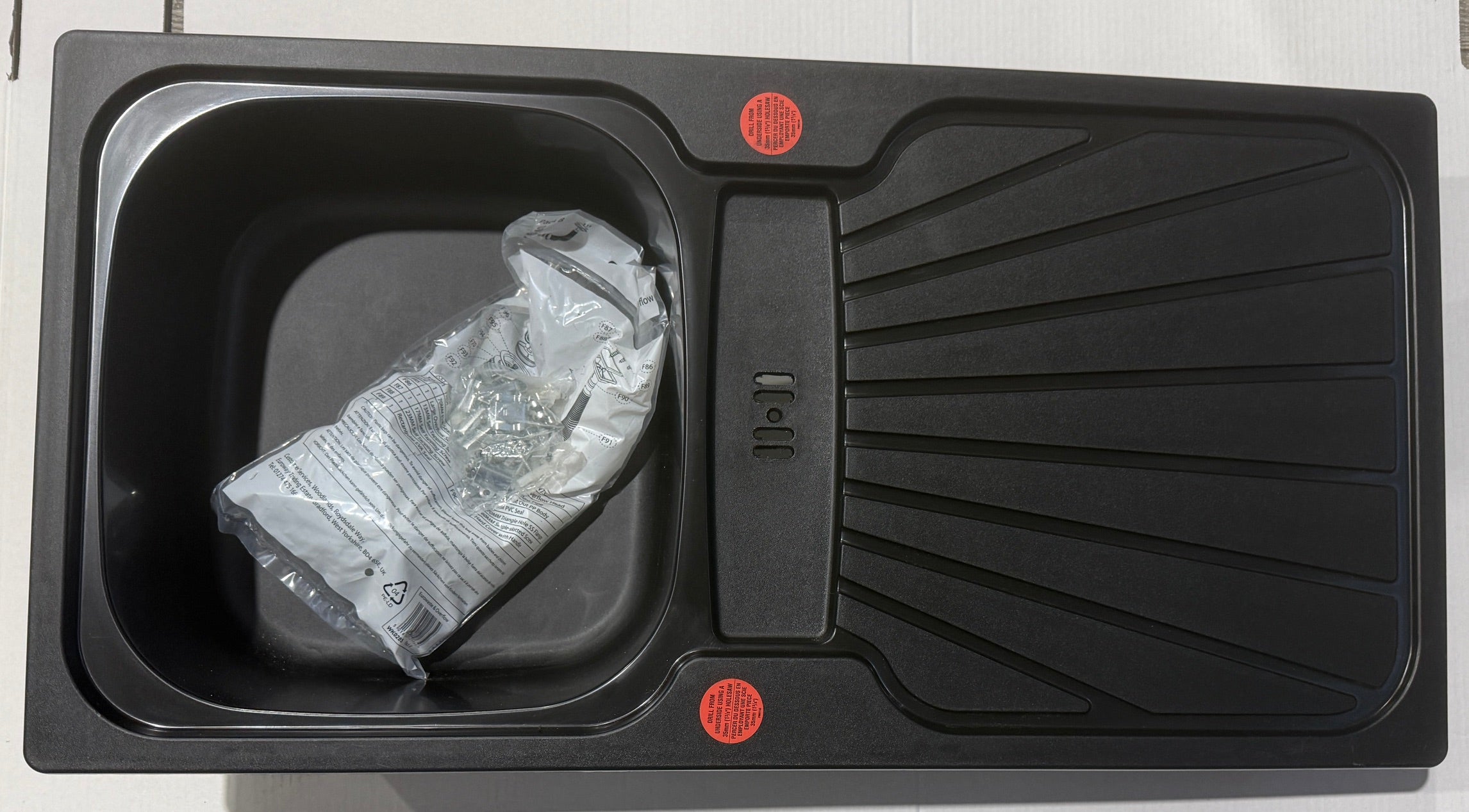 Liquida CMP5BL 1 Bowl Reversible Inset Black Kitchen Sink 860x435mm - GRADED