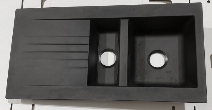 Liquida KAV150BL 1.5 Bowl Composite Reversible Black Kitchen Sink - GRADED